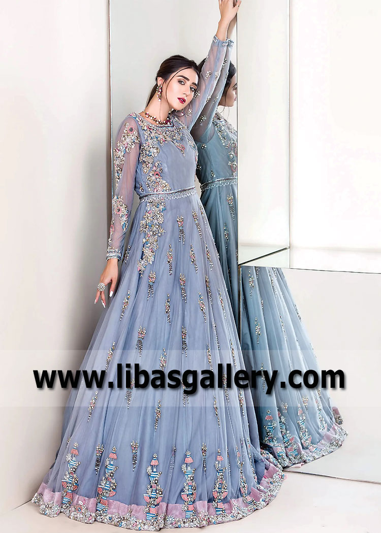 Desert Blue Wisteria Anarkali Suit