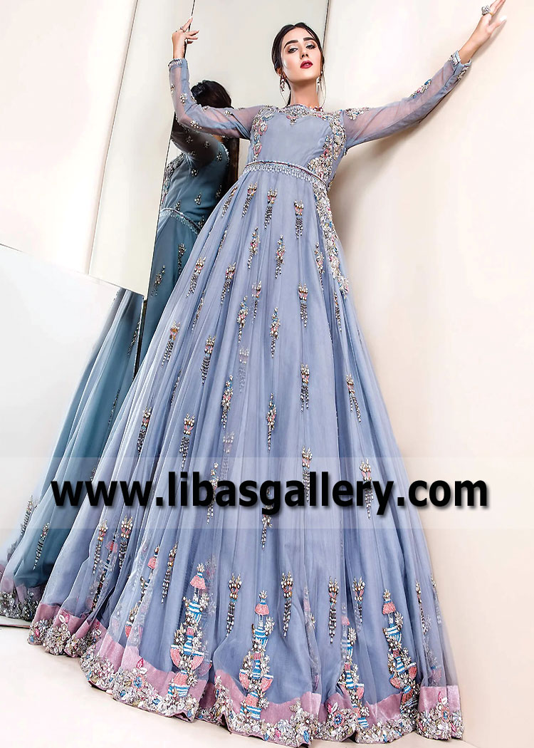 Desert Blue Wisteria Anarkali Suit