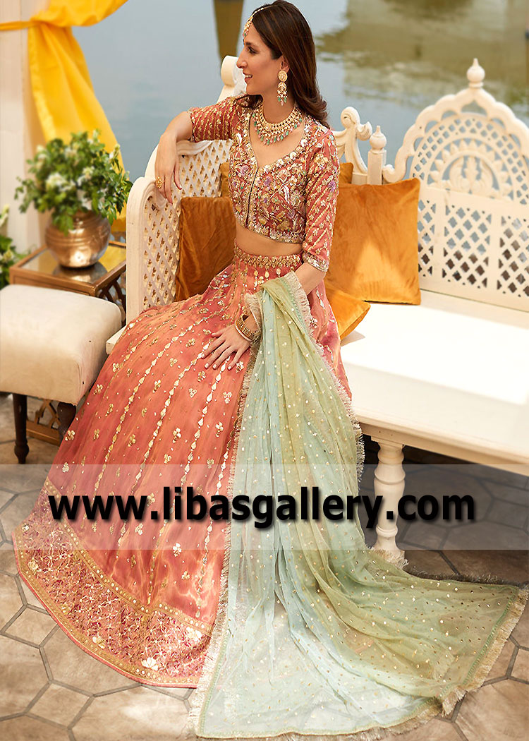 Burnt Sienna Rudbeckia Bridal Lehenga Choli