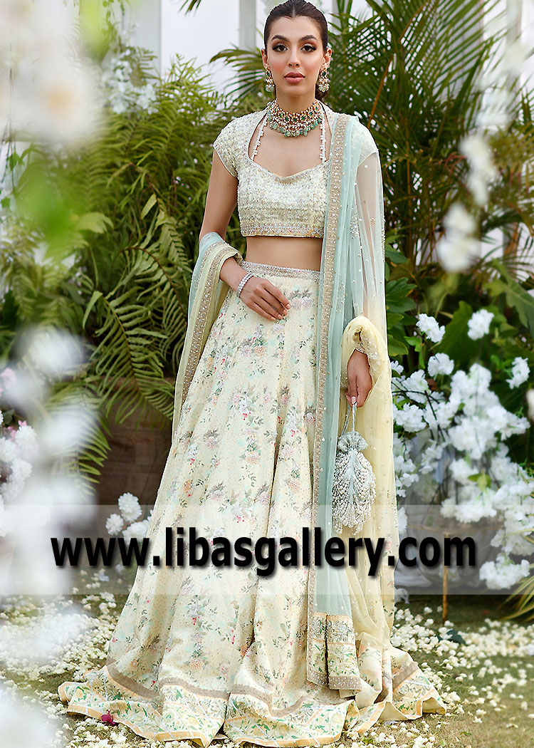Ice Yellow Majestic Floral Lehenga Choli