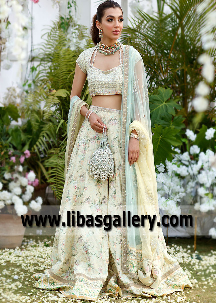Ice Yellow Majestic Floral Lehenga Choli
