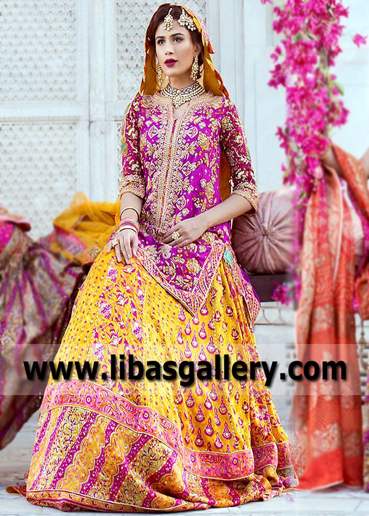 Magenta Yellow Lily Lehenga