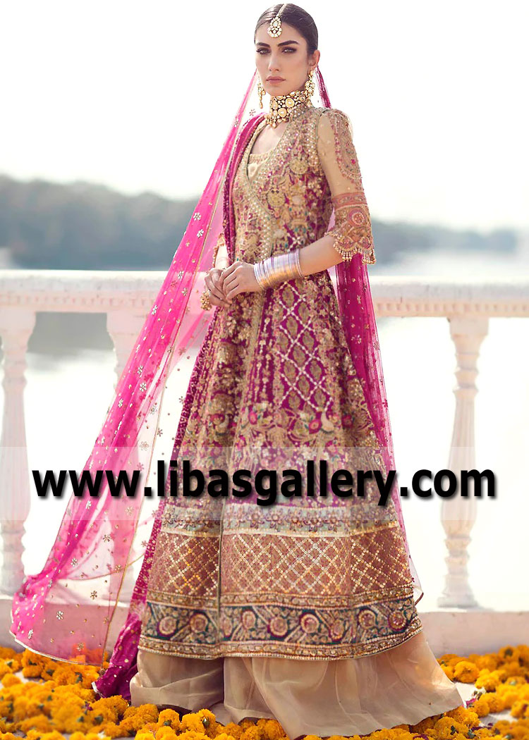 Deep Cerise Tulipa Angrakha Style Dress