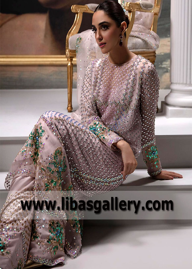 Classic Rose Lily Long Shirt And Shalwar Suit