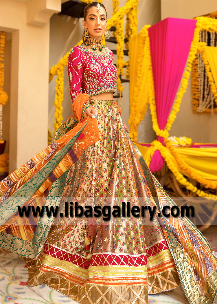 Spanish Carmine Flora Multi Lehenga