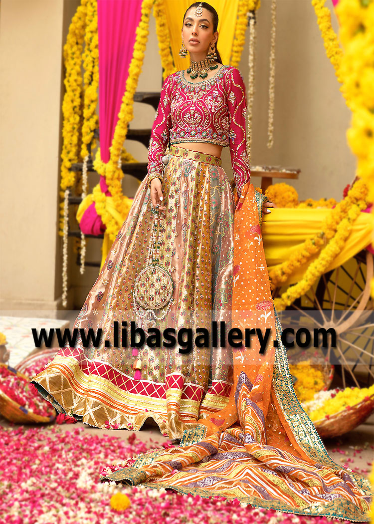Spanish Carmine Flora Multi Lehenga