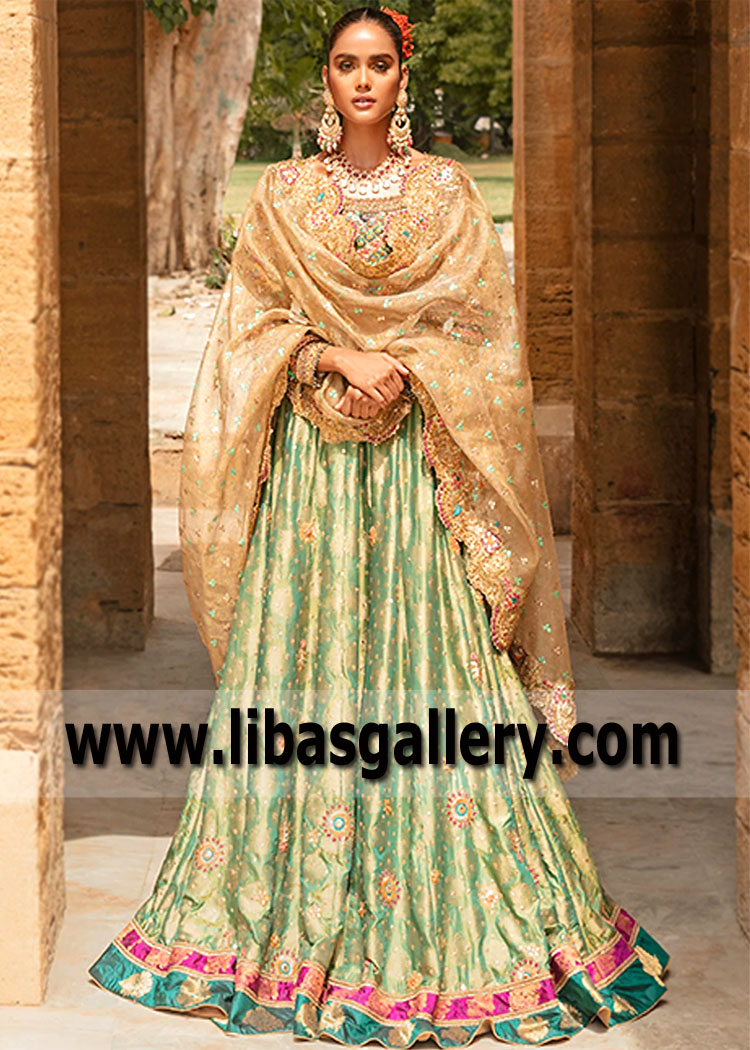 Shamrock Green Gold Clover Lehenga Choli