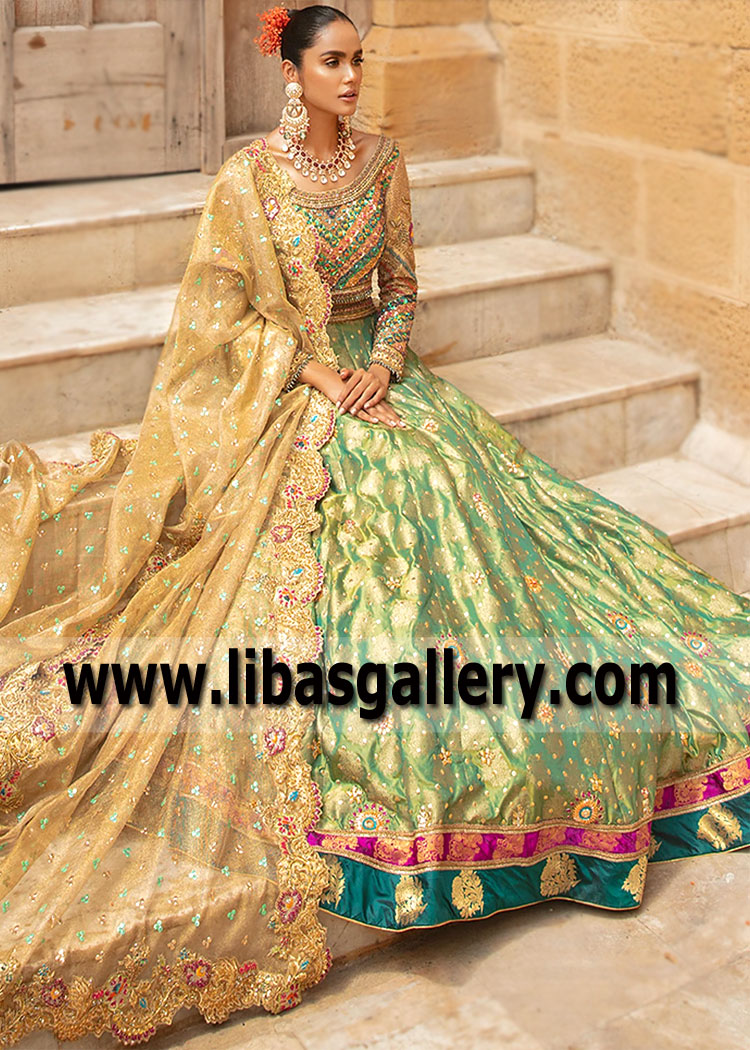 Shamrock Green Gold Clover Lehenga Choli