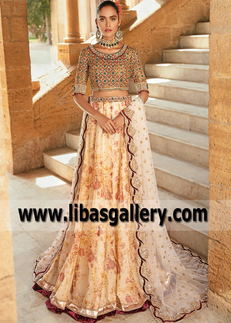 Ivory Antique Ruby Laurel Lehenga Choli