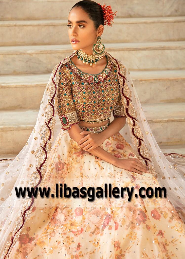 Ivory Antique Ruby Laurel Lehenga Choli