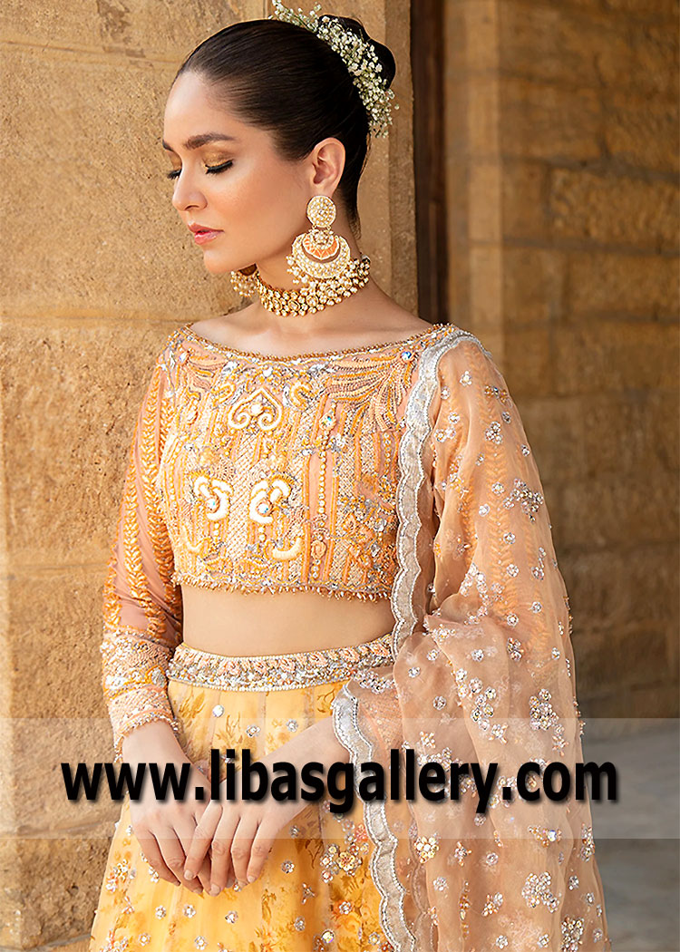 Amber Peach Marigold Lehenga Choli