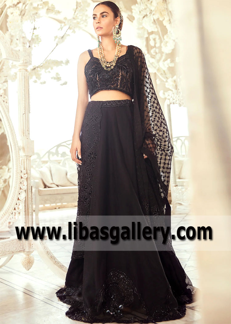 Black Ebony Bergenia Lehenga Choli
