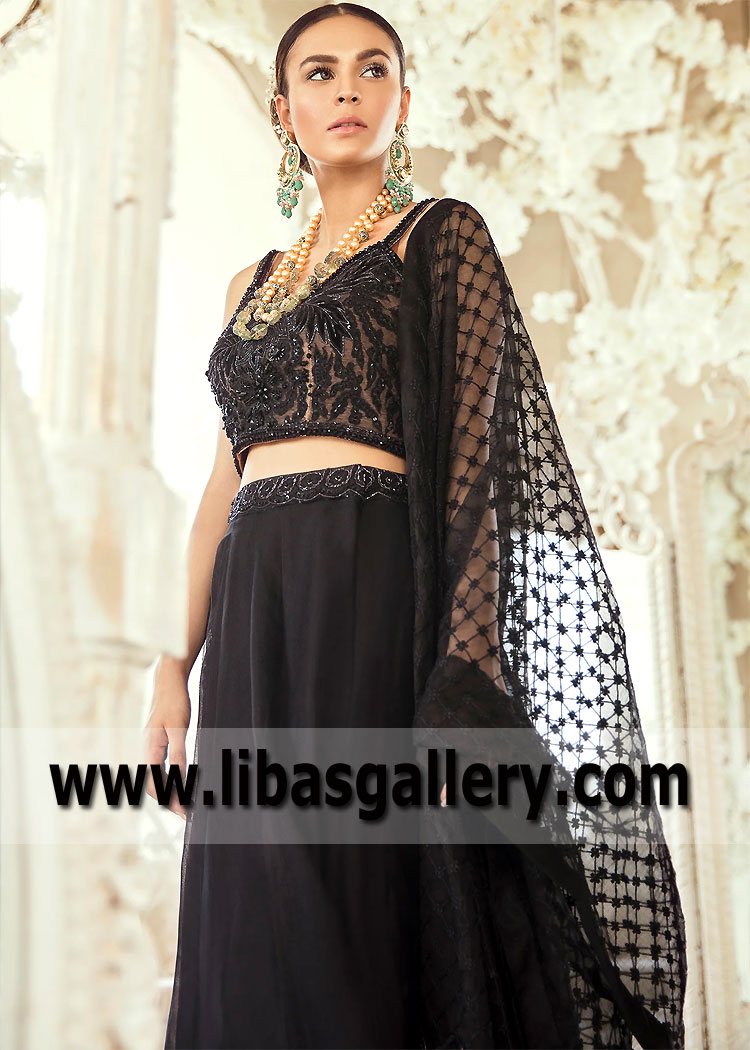Black Ebony Bergenia Lehenga Choli