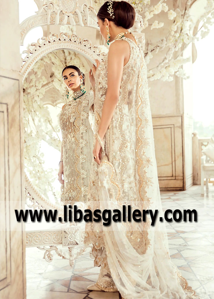 Off White Bergenia Long Maxi Nikah Dress
