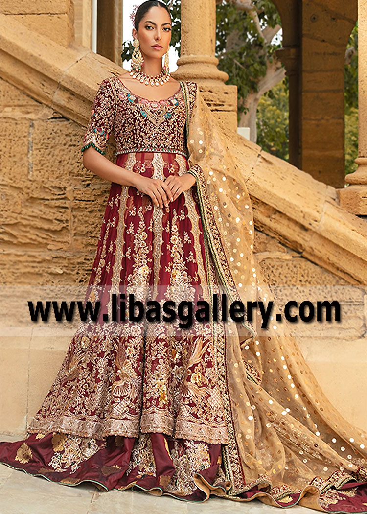 Antique Ruby Jowey Mirella Gown Lehenga