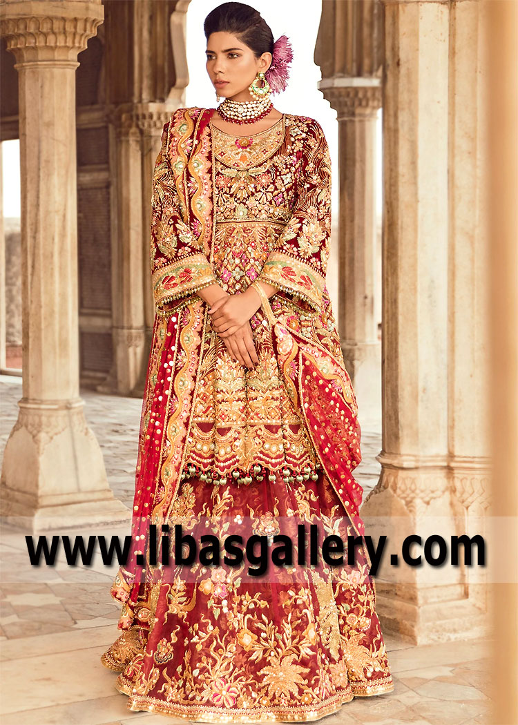 Red Wedding Lehenga Red Lehenga Designs Diamond Bar California CA USA Indian Lehenga Peplum