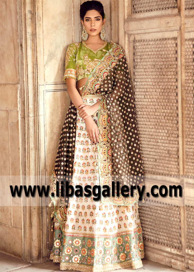 Dutch Iris White Magic Lehenga