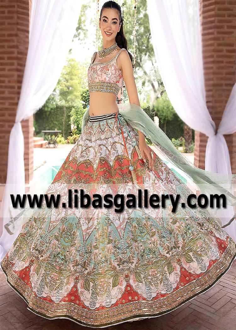 Off White Multi Royal Star Magnolia Lehenga Choli