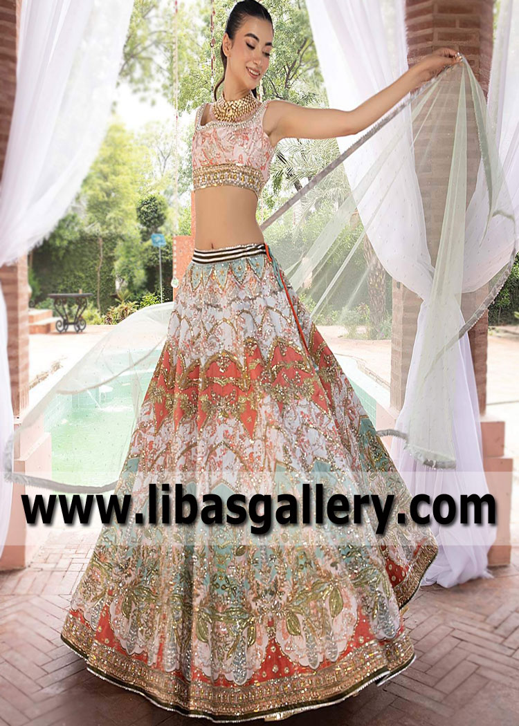 Off White Multi Royal Star Magnolia Lehenga Choli