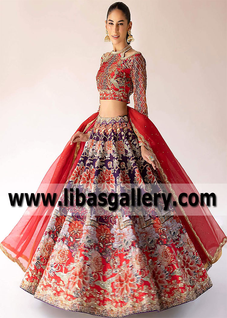 Grandaisy Red Multi Lehenga Choli Dress