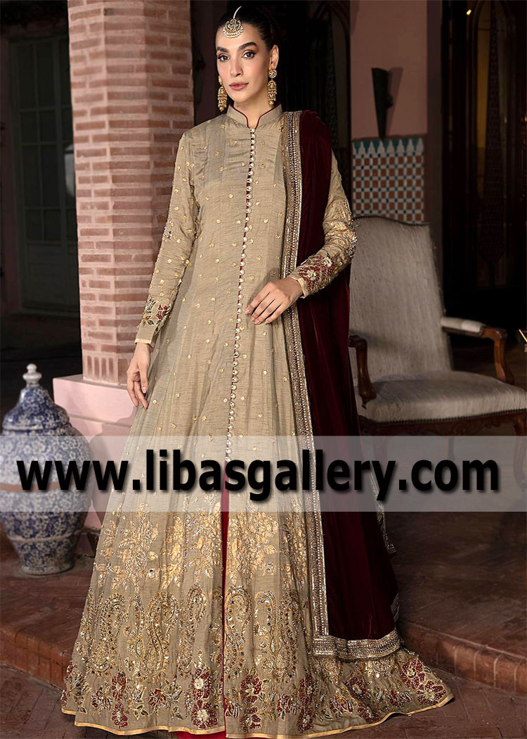 Ecru Golden Fairy Tale Pishwas and Lehenga