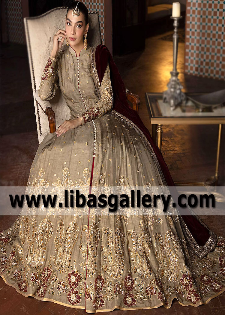 Ecru Golden Fairy Tale Pishwas and Lehenga