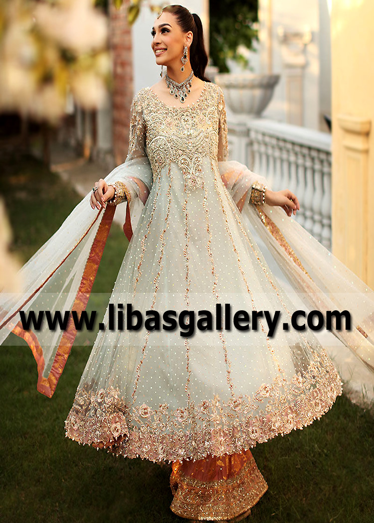 Aqua Ice Nude Larimar Kalidaar with Sharara