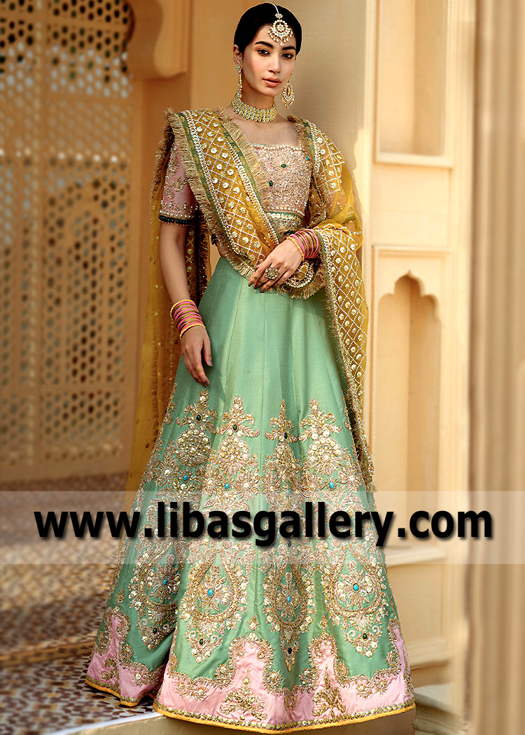 Fairytale Vayrynenite Choli with Eton Blue Lehenga