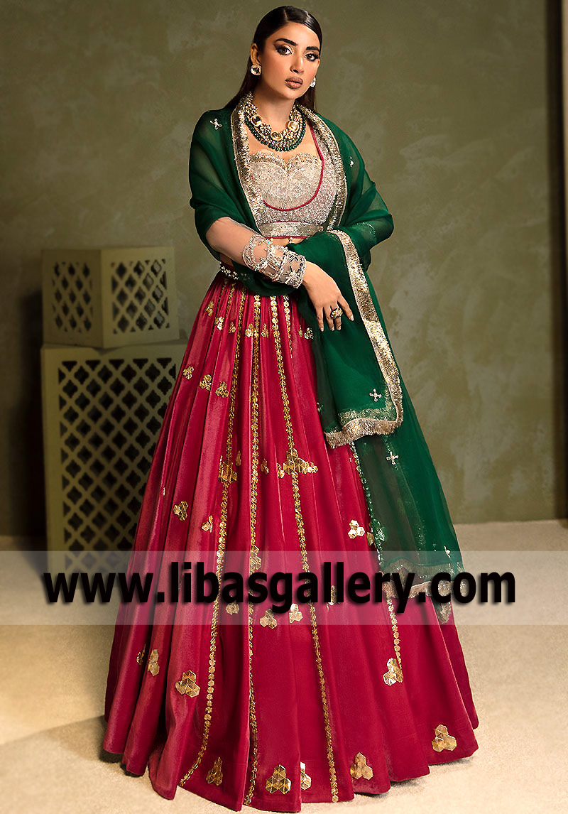 Crayola Maroon Pyroxmangite Lehenga