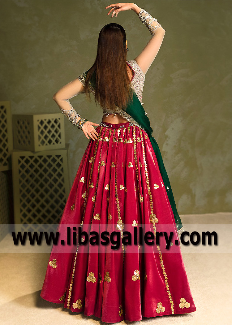 Crayola Maroon Pyroxmangite Lehenga