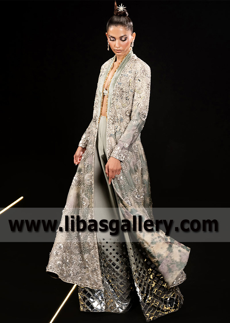 Laurel Green Fuchsite Jacket with Bustier and Trousers