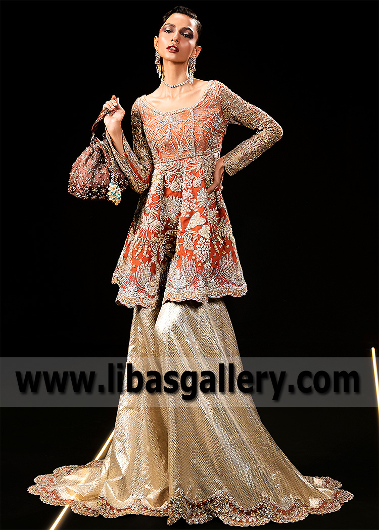 Sinopia Zincite Peplum with Majestic Farshi Sharara
