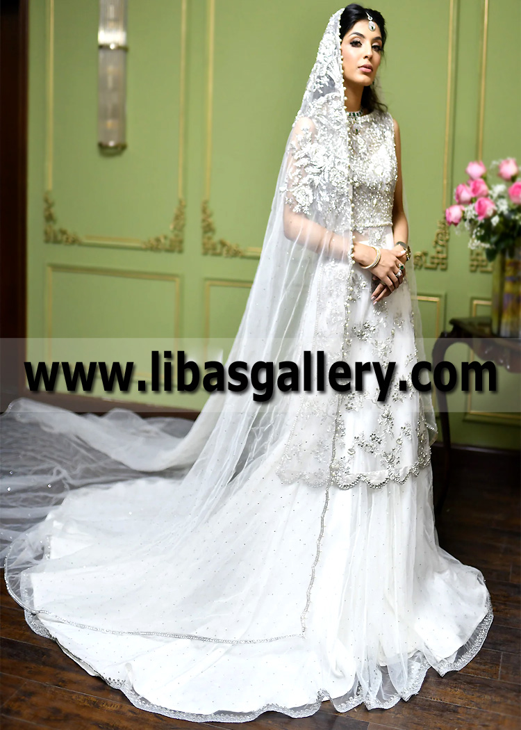 Splashed White Cryolite Lehenga