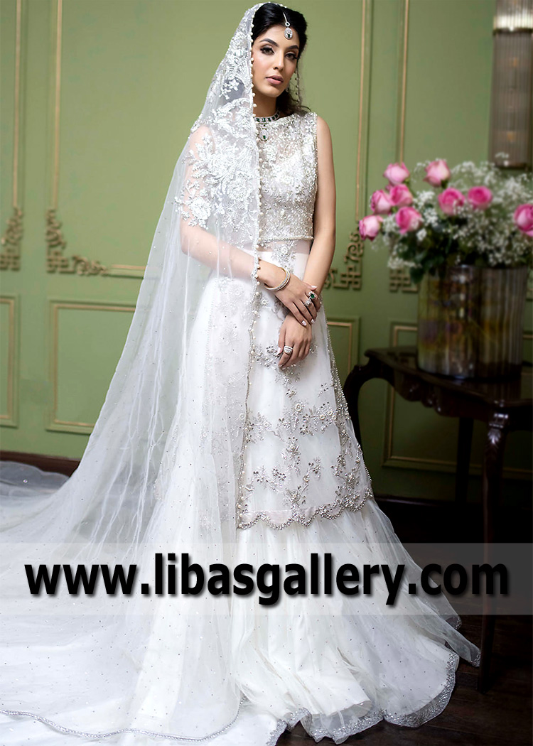 Splashed White Cryolite Lehenga