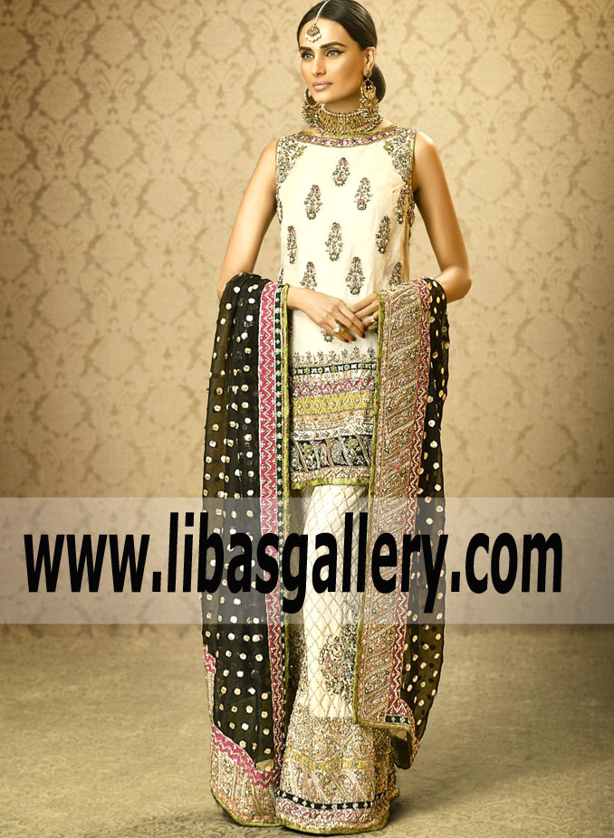 Striking Off white Multi Embellished Dress for Wedding Events
