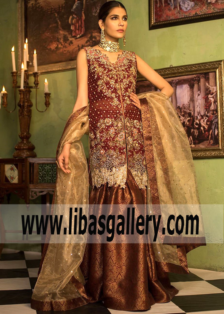 Lustrous Marooon Clover Gharara