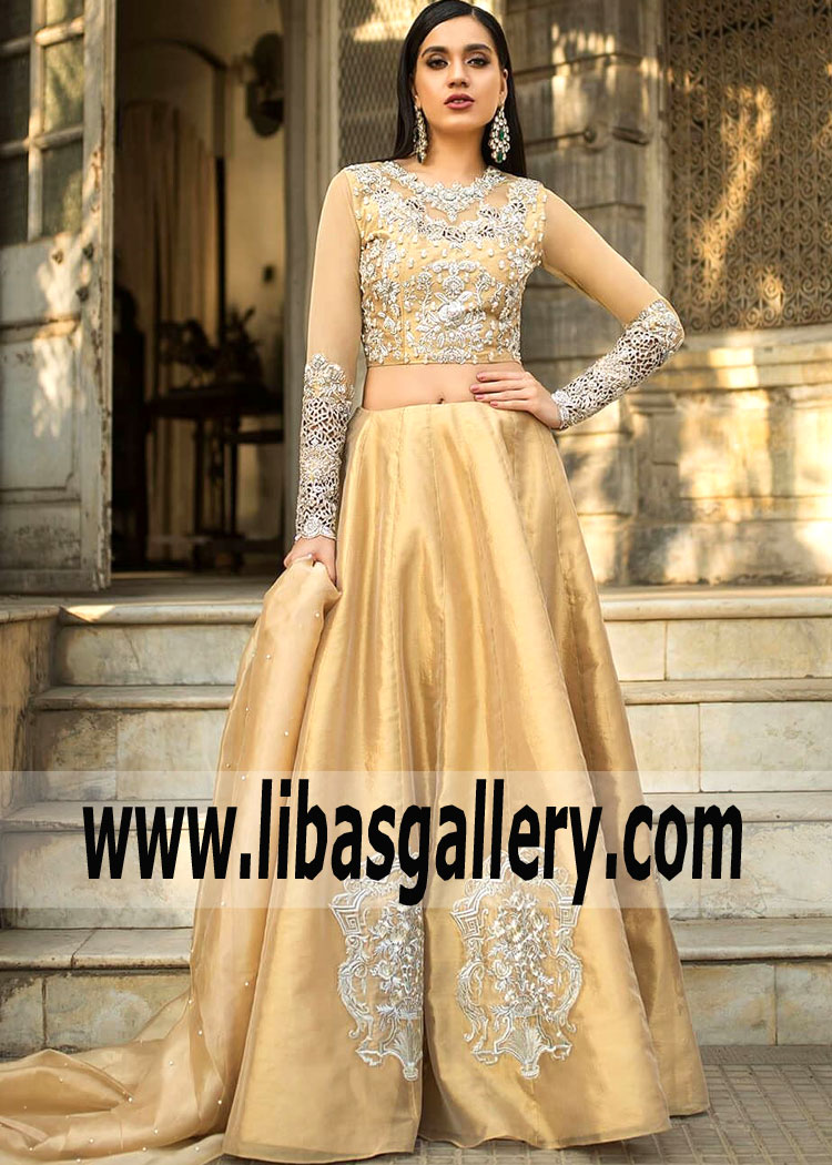Prodigious Gold Freesia Lehenga