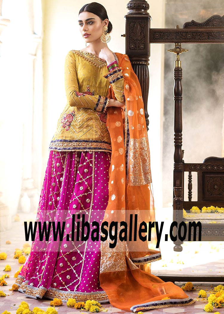 Zainab Chottani Sharara Bridal Dress Special Occasion Mehndi Mayoon Dresses 2019 Fremont California CA USA