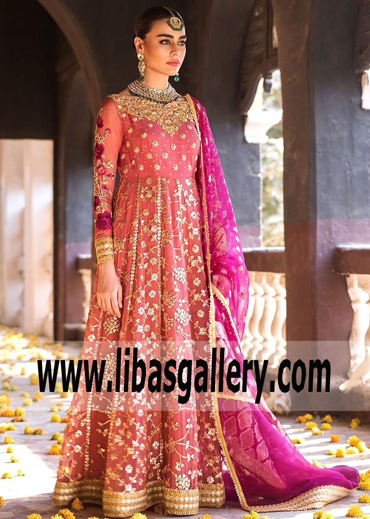 Modern Elegance Amazing Dress by Zainab Chottani Traditional Anarkali Bridal Dresses Manhattan New York USA