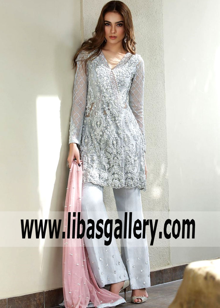 Modernized Alice Blue Angarkha Style