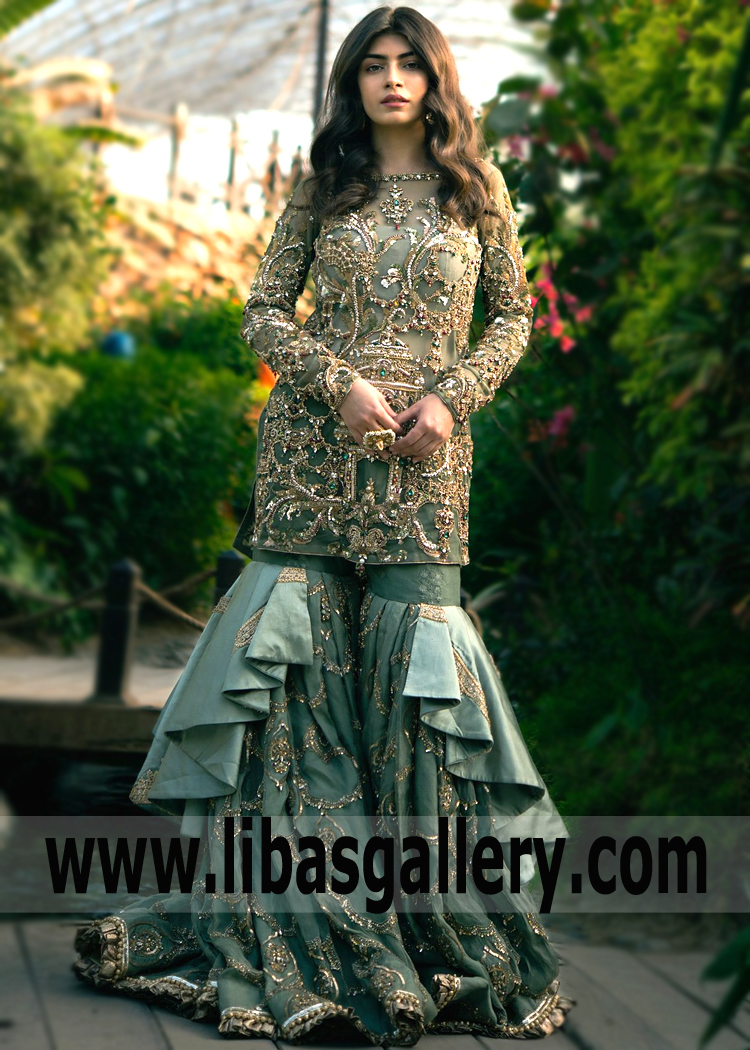 Indian Pakistani Wedding Dresses Sharara USA Decatur Georgia Mohsin Naveed Ranjha Sharara Wedding Dresses