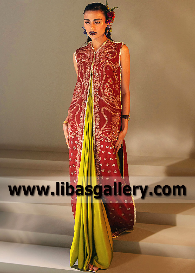 OU Crimson Red Realgar Jacket Inner Long Dress