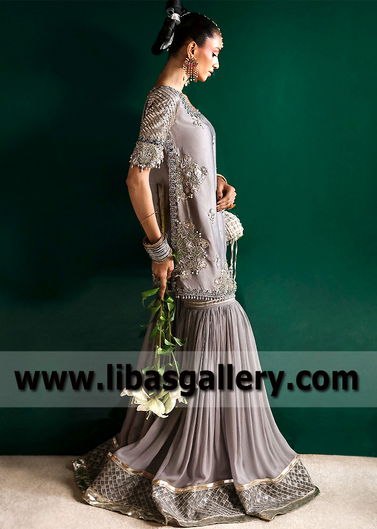 Trolley grey Moissanite Shirt and Gharara