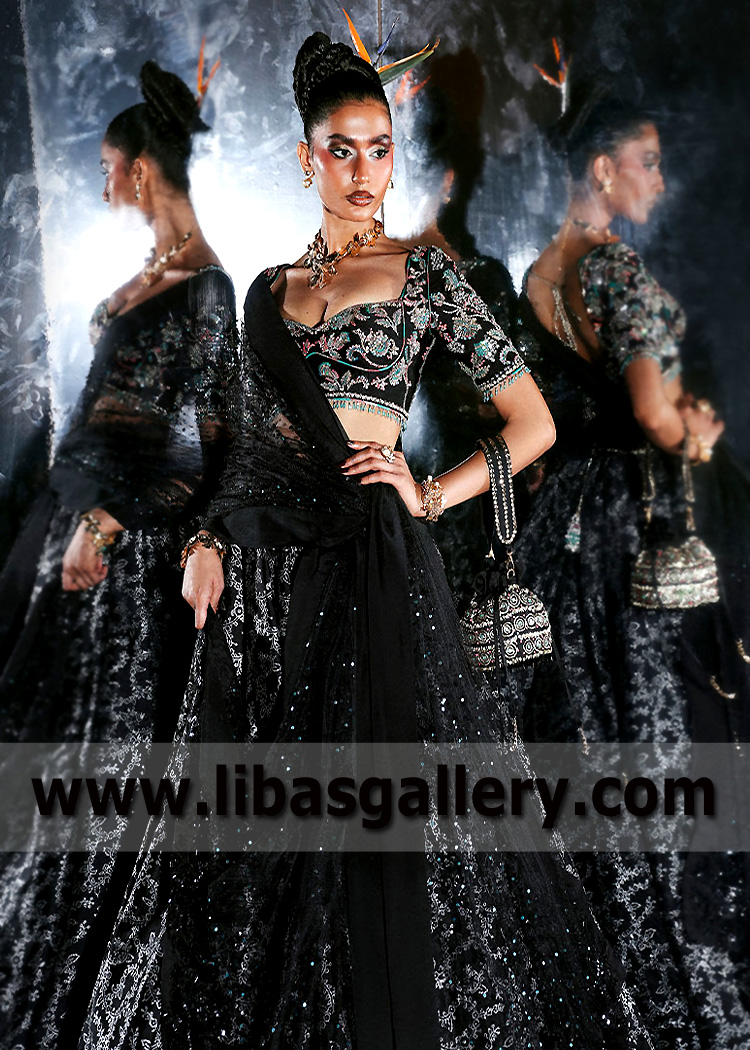 Black Neptunite High Waisted Lehenga Choli