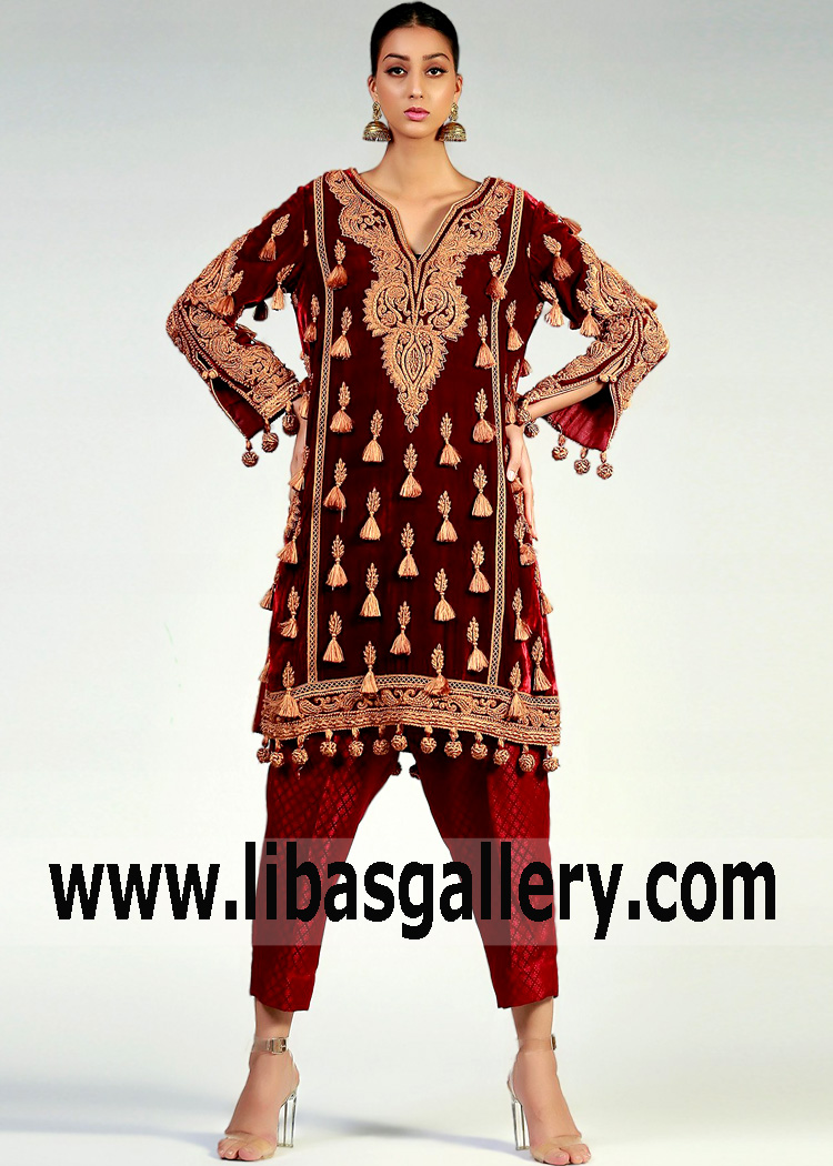 Latest Pakistani Party Dresses Velvet Zurich Switzerland Designer Velvet Party Wear Pakistan