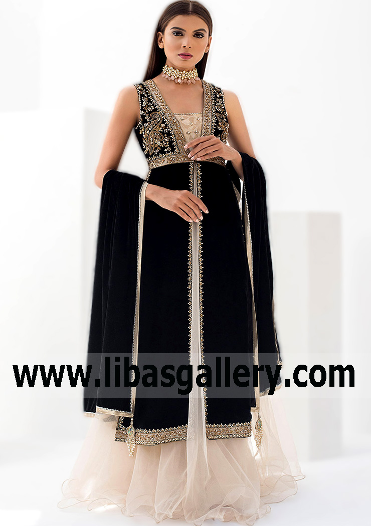 Black Champagne Rosanna Party wear Sharara