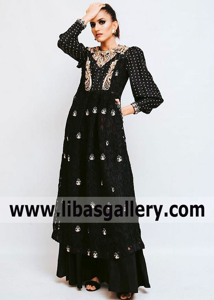Black Kaitana Go to Date Night Anarkali Outfit
