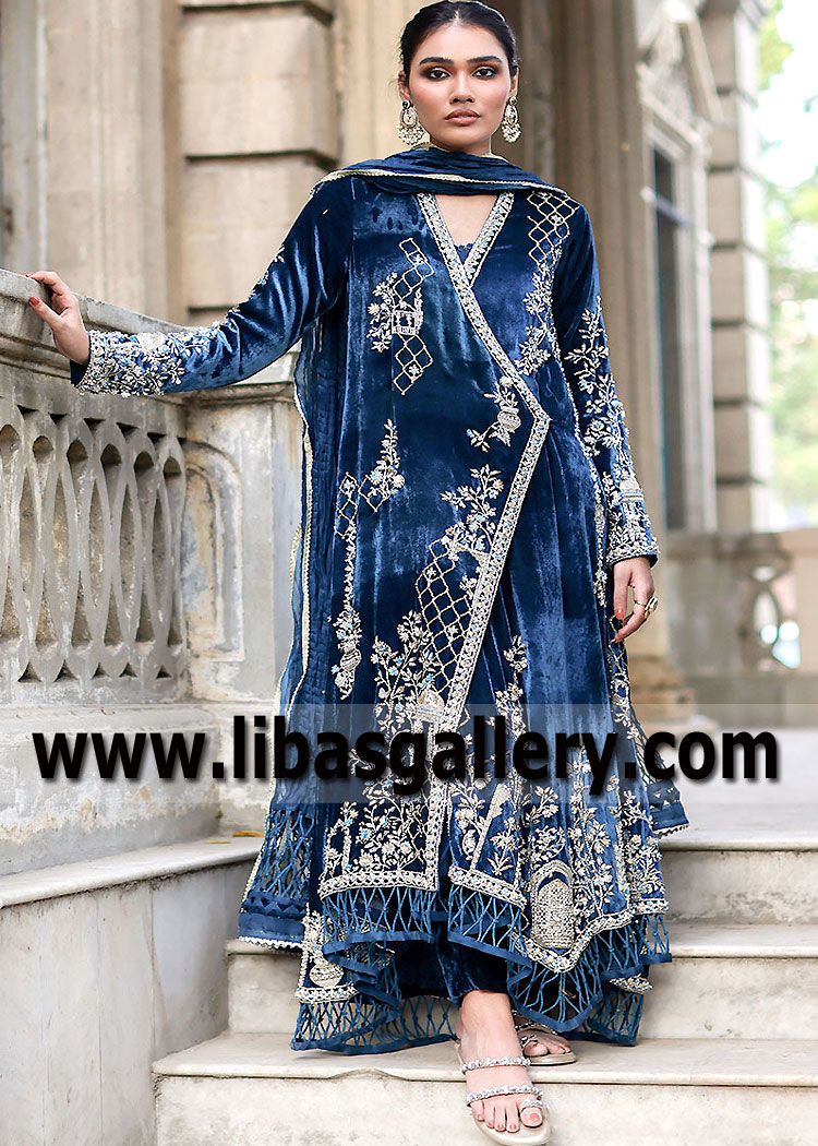 Versatile Blue Wedelia Angrakha Style Dress