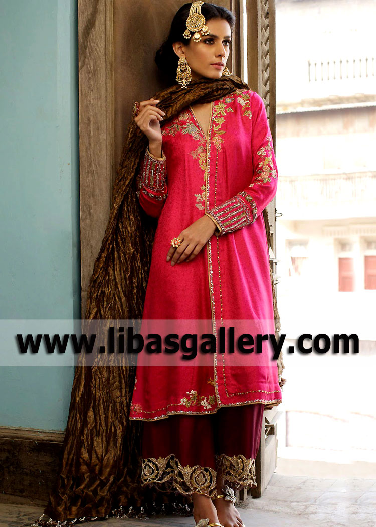 Rose Jazzberry Alcea Izaar Chogha Suit