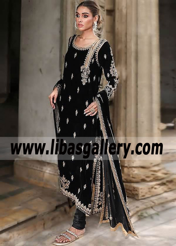 Black Party Wear Velvet Dresses for Autumn/Winter Events Edinburgh UK Embellished Velvet Dresses